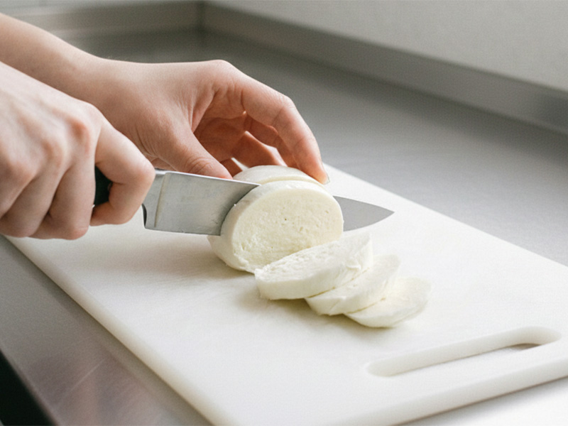 モッツァレラチーズを切る